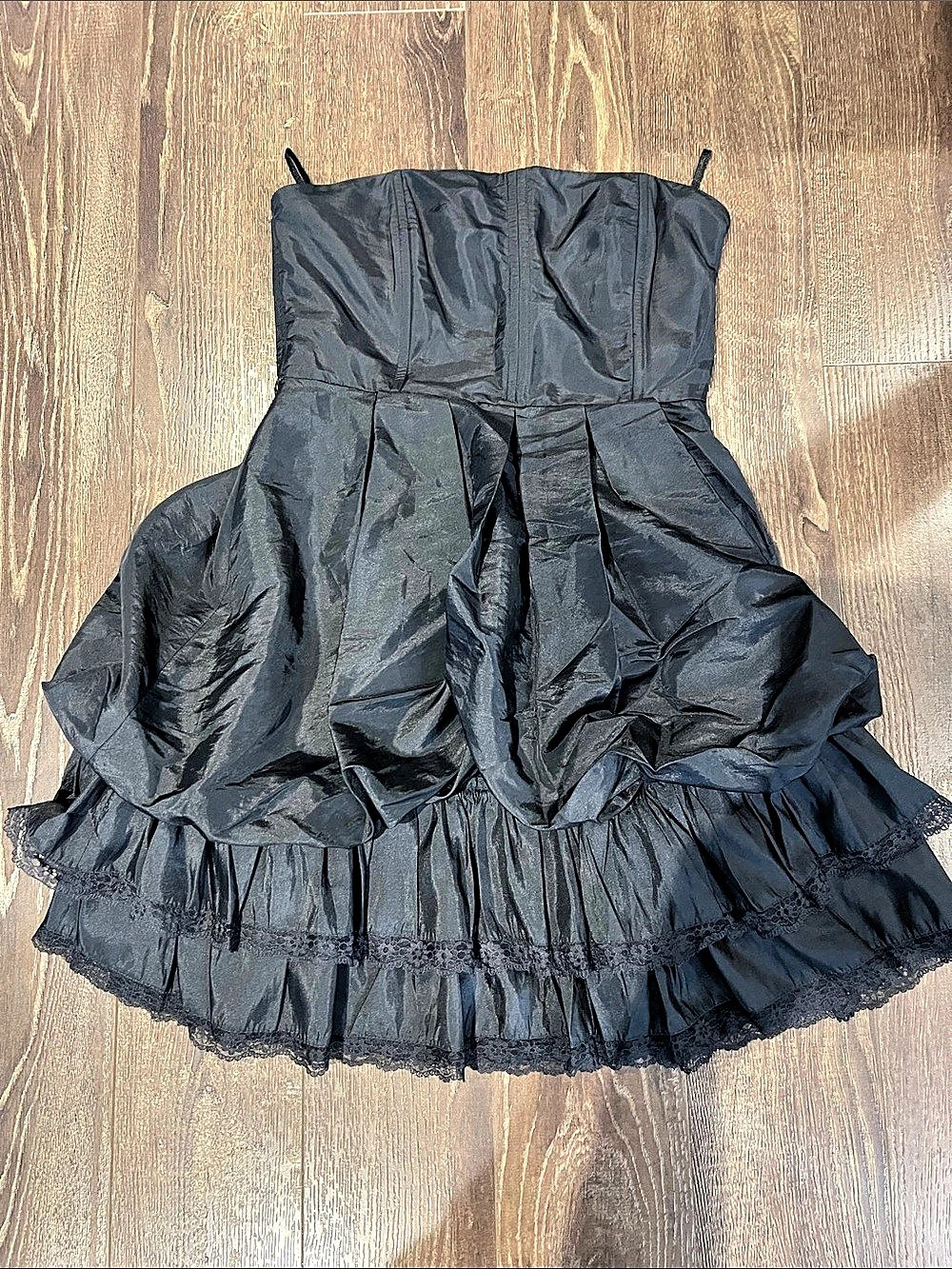 Black Mini Strapless Ruffle Dress Like New